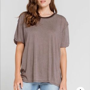 FREE PEOPLE Clarity Womens Charcoal Ringer Tee